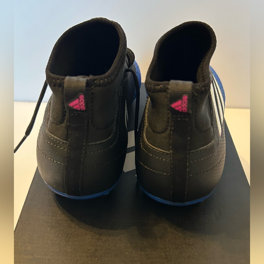 Adidas Boy's Size 6 Ace 17.3‎ Fg J Black/White/Blue Soccer Shoes Cleat (BA9234) - Picture 4 of 8